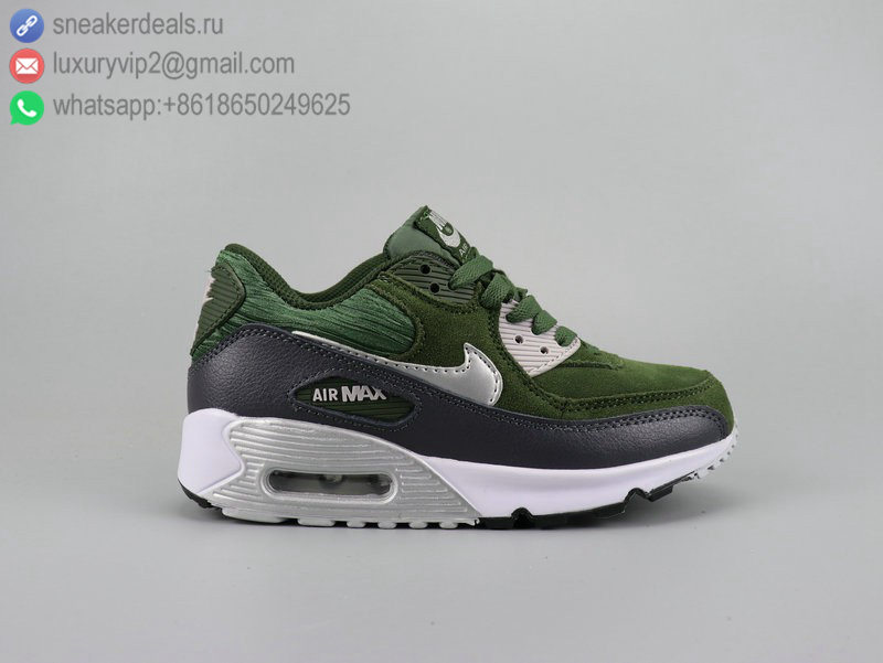 WMNS NIKE AIR MAX 90 GREEN GREY LEATHER UNISEX RUNNING SHOES